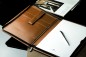 Preview: Reißverschluss Schreibmappe DIN A4, incl. Memoblock CAMBRIDGE Top Grain Rindleder hellbraun